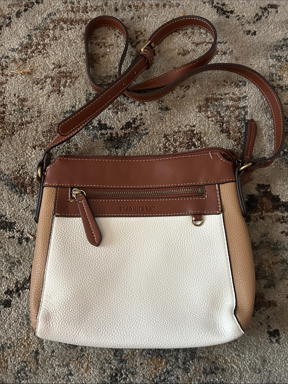 St. John's Bay Cream and Brown Crossbody Bag